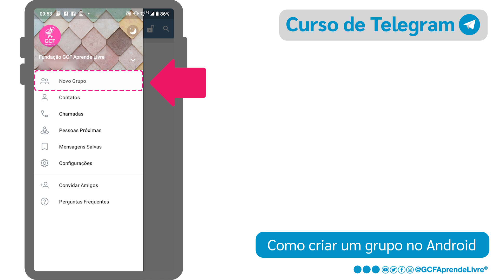 Como criar um grupo de Telegram no Android - passo 2